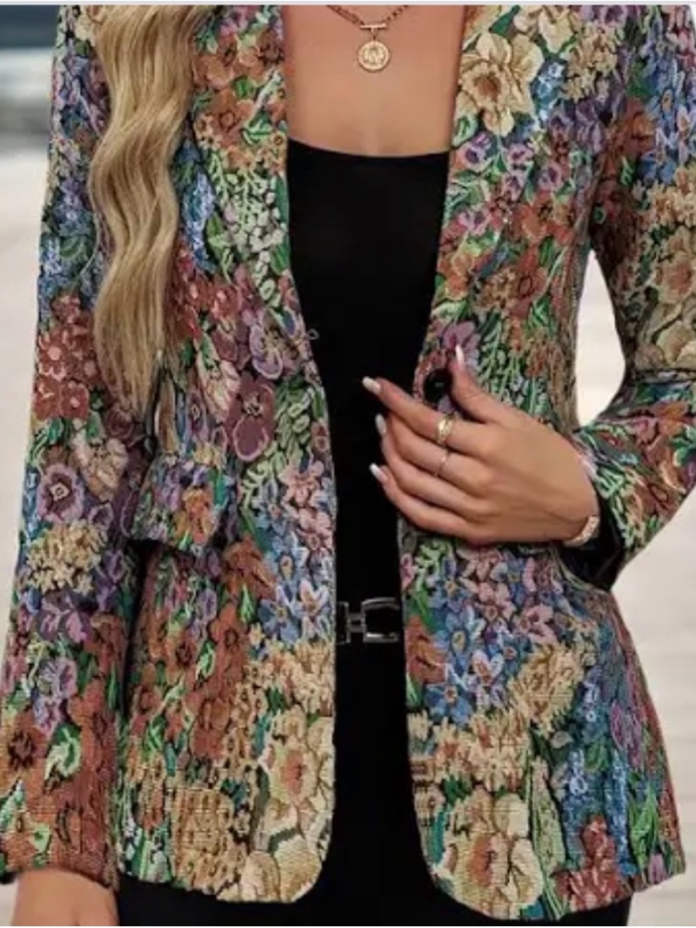 Floral Tapestry Blazer in Green, Purple, Blue, Tan, Brown